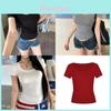 Sexy Mädchen T-Shirt Damen Slim Fit U-Ausschnitt Kurzarm Lässige Tops für den täglichen Gebrauch