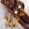 Christmas DIY pumpkin pendant earrings stainless steel gold-plated oil-dripping temperament versatile jewelry women