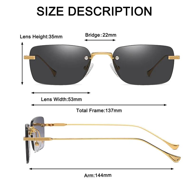 Fashion Rimless Small Rectangle Sunglasses Women Retro Clear Gradient Eyewear Men Colorful Square Sun Glasses Shades Uv400