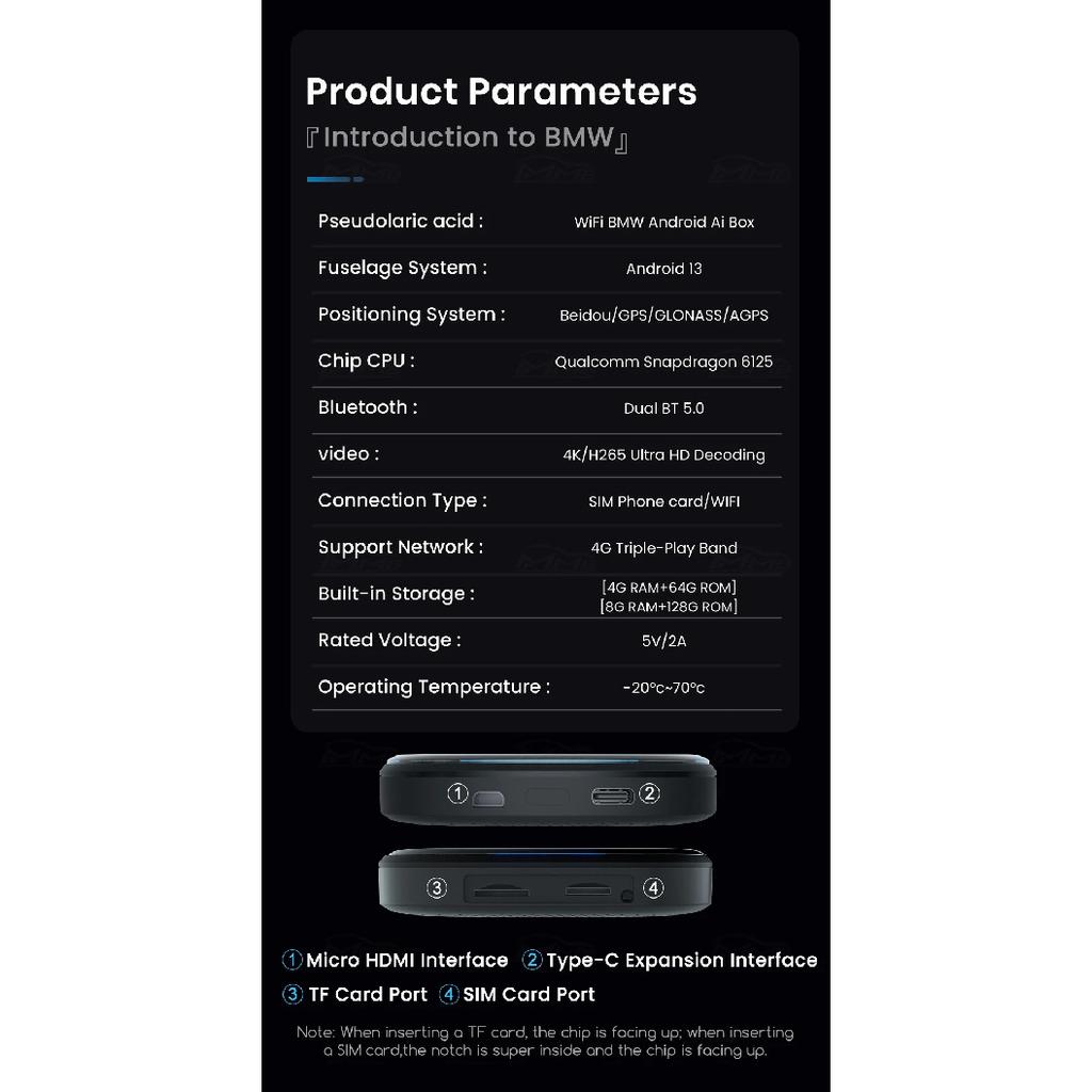 MMB CarPlay AI Box QCM6125 Android 13 OS for 2018-2025 BMW ID6 ID7 ID8 ID9 8GB+128GB YouTube&Netfilx Multimedia Streaming TV Box