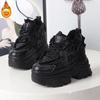 Fashion 12CM Genuine Leather Casual Chunky Sneakers Plush Wedge Platform Wedge Winter Fashion Autumn Spring Women Shoes Vulcanize