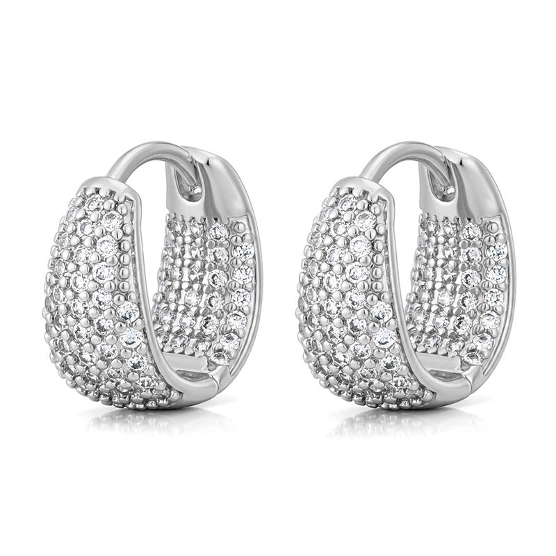 Fashion Zirconia U Shape Huggie Hoop Earrings For Women Geometric Ear Buckle Bridal Wedding Engagement Earrings Daily Jewelry