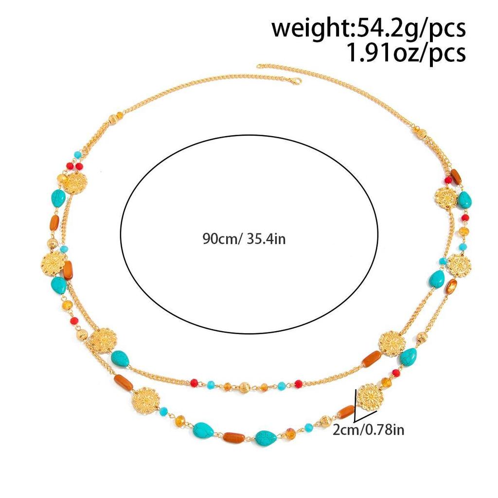 Ingemark Vintage Acrylic Beaded Long Pendant Necklace Women Boho Stacked Sweater Chain Jewelry On the Neck Party New Accessories