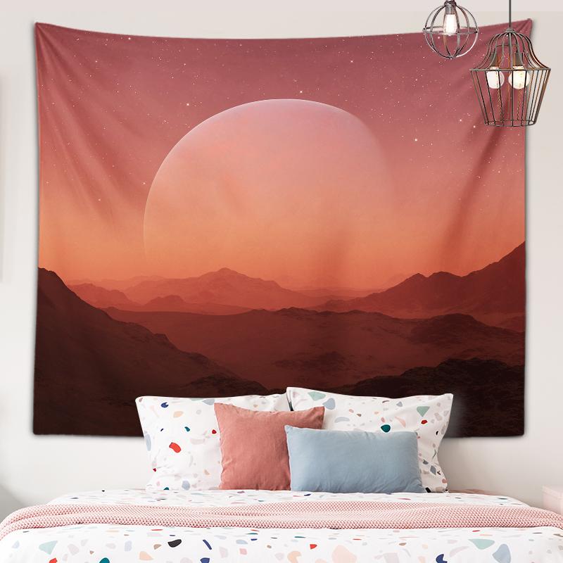 

Мультфильм Иллюстрация Закат Восход Вид Гобелен Настенное Художественное Украшение Общежития Эстетический Гобелен Спальня Украшение Дома 150X100CM