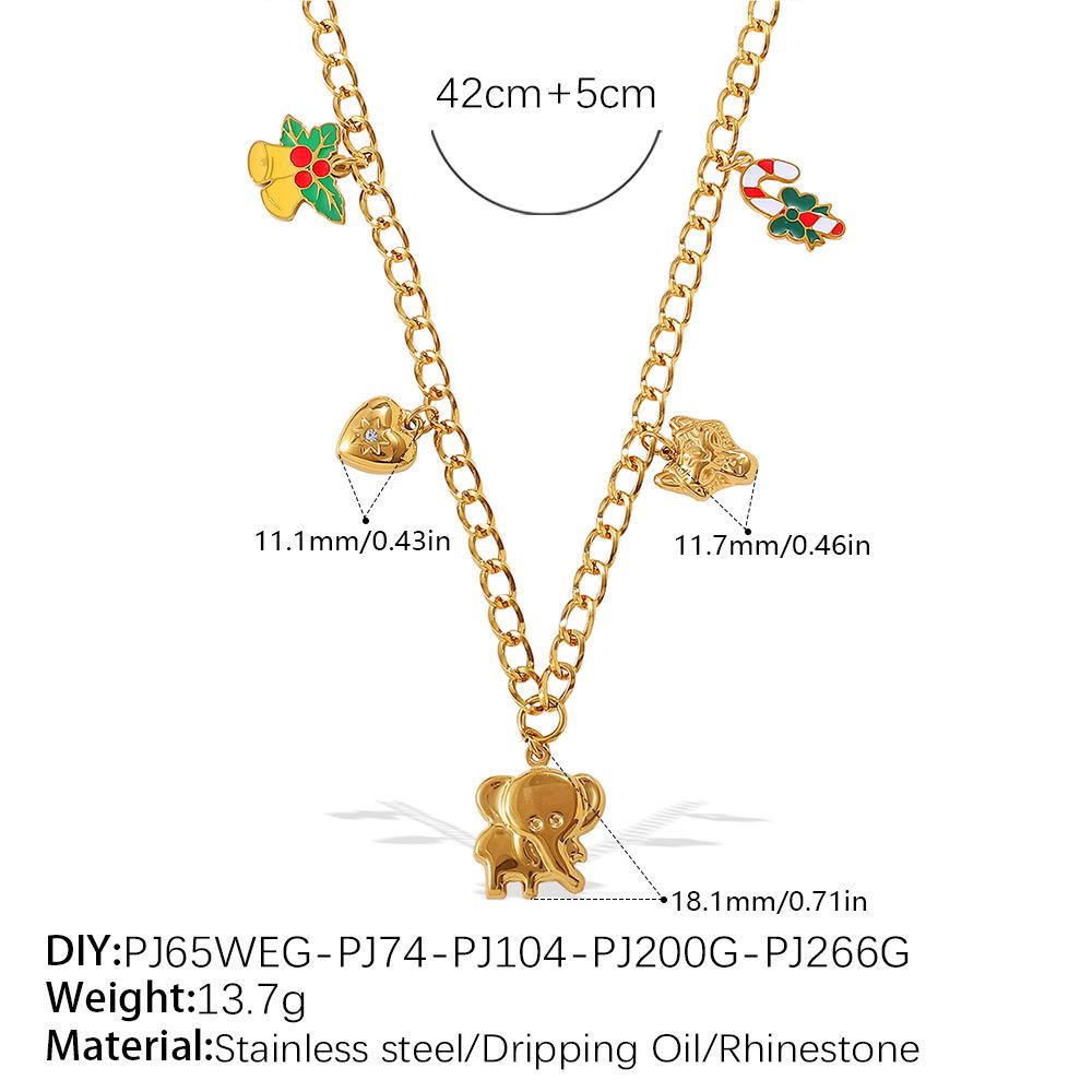 Fashion DIY Colorful Cartoon Pendant Necklace Stainless Steel Gold Plated Trend Jewelry