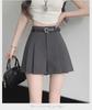 2024 Spring Korean Retro Pleated A-Line Short Skirt with Lining - College Style