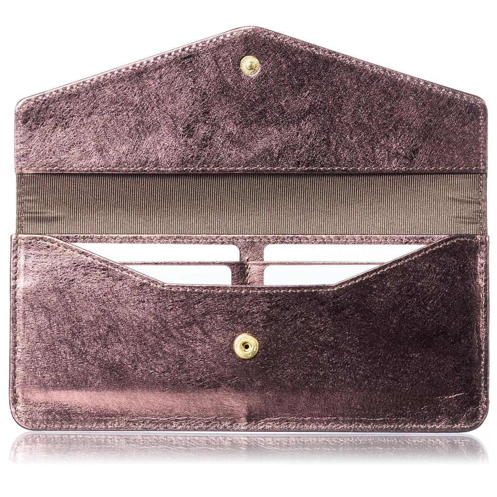 FRANCK ROSSINI Women's Slim Flap Long Wallet, Made In Italy by Enterprise Leather, Gift Boxed, Wine