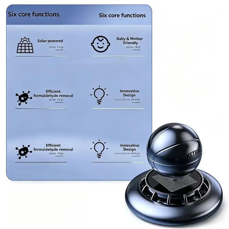Solar-Powered Basketball Rotating Car Aroma Diffuser Auto Air Freshener Plant-Based Scent Diffuser for Car Interior Decoration