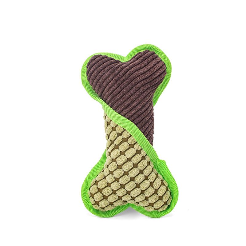 Bone-Style Teething-Resistant Plush Dog Toy with Corn Velvet Edging for Boredom Relief