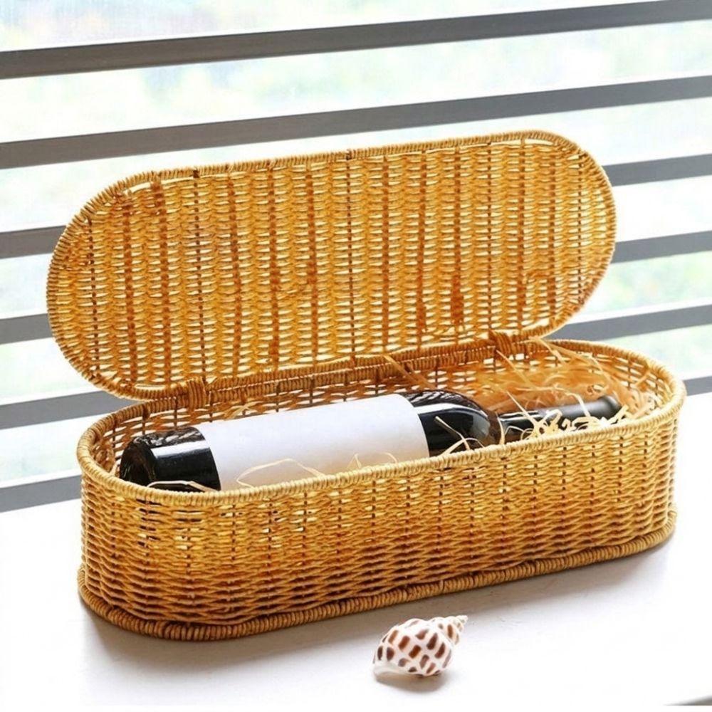 Plastic Oval Handwoven Basket Large Capacity Sundries Storage Box  Home Use