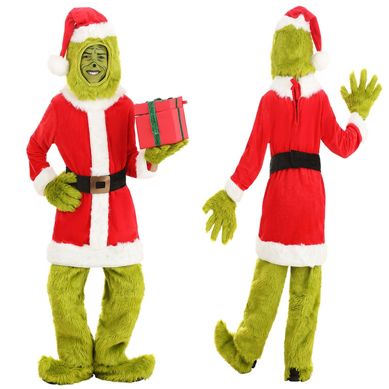 

Christmas Cosplay Costume Santa Hat Gloves Belt Clothes Pants Mask Shoes XXL красный