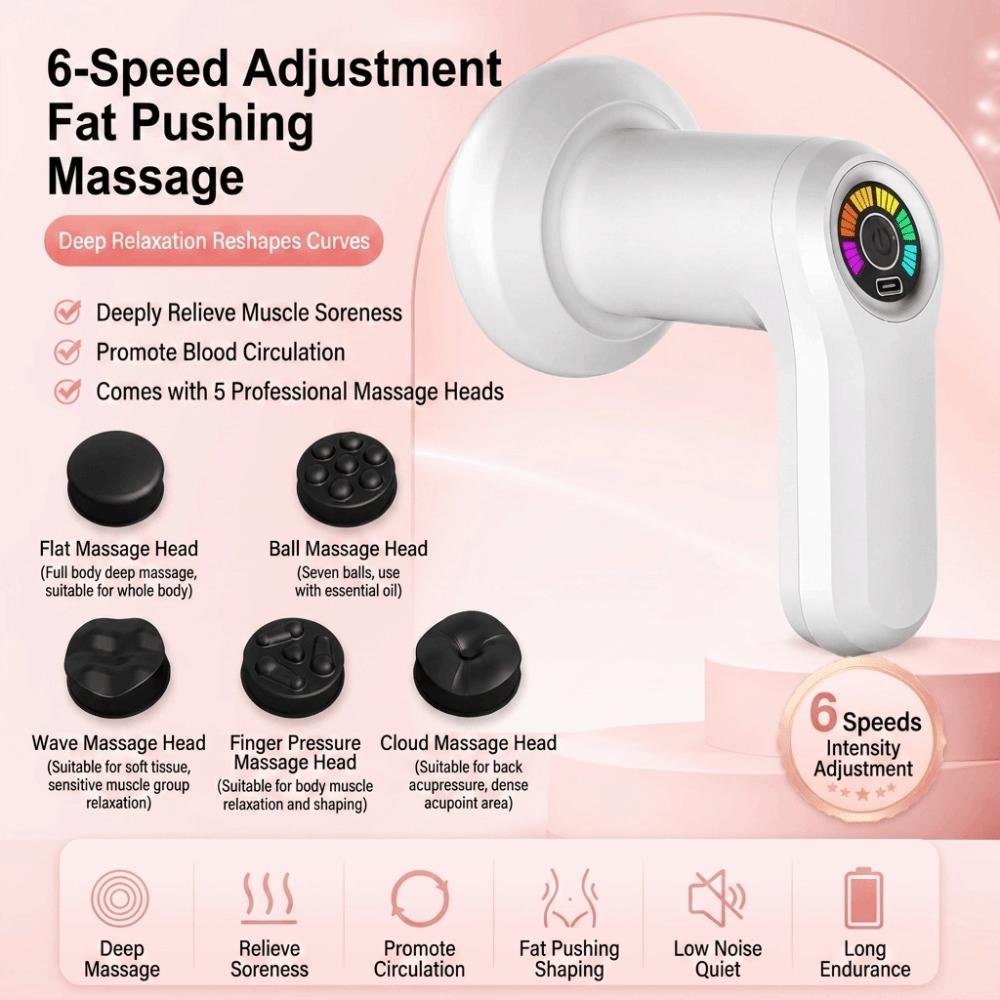 5 Massage Heads Handheld Stick USB Rechargeable Percussion Massager Vibration Massager  Whole Body