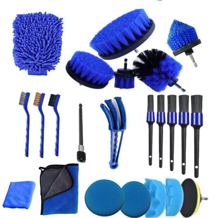 32-Piece Car Detailing Brush & Drill Set with Wash Mitt and Air Vent Cleaner
