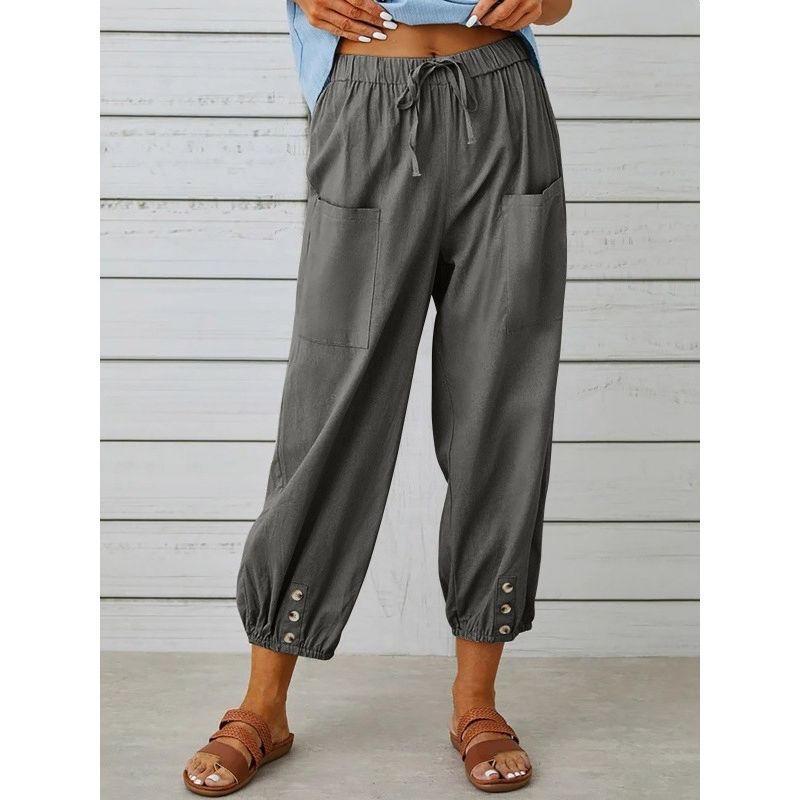 Loose Nine-Inch Pants and Wide-Leg Pants Pure Color Loose Cropped Pants Loose Pants