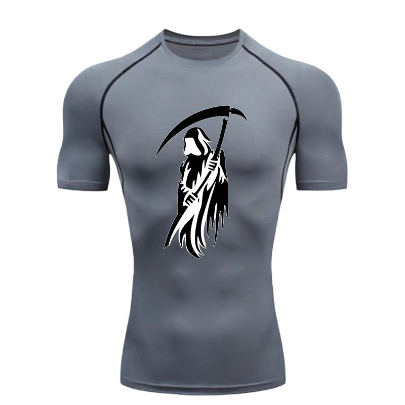 Reaper  Men's Sports T-shirt Training Fitness Compression Short Sleeve Rashguard Running Workout T-Shirt Athletic Tees