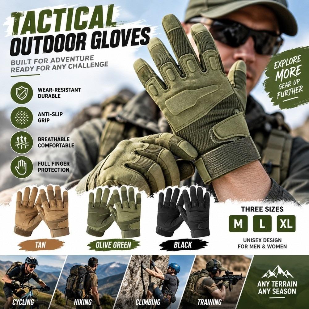 Wear Resistant Cycling Gloves Protective Outdoor Sports Gloves Durable Full Finger Gloves  Hiking