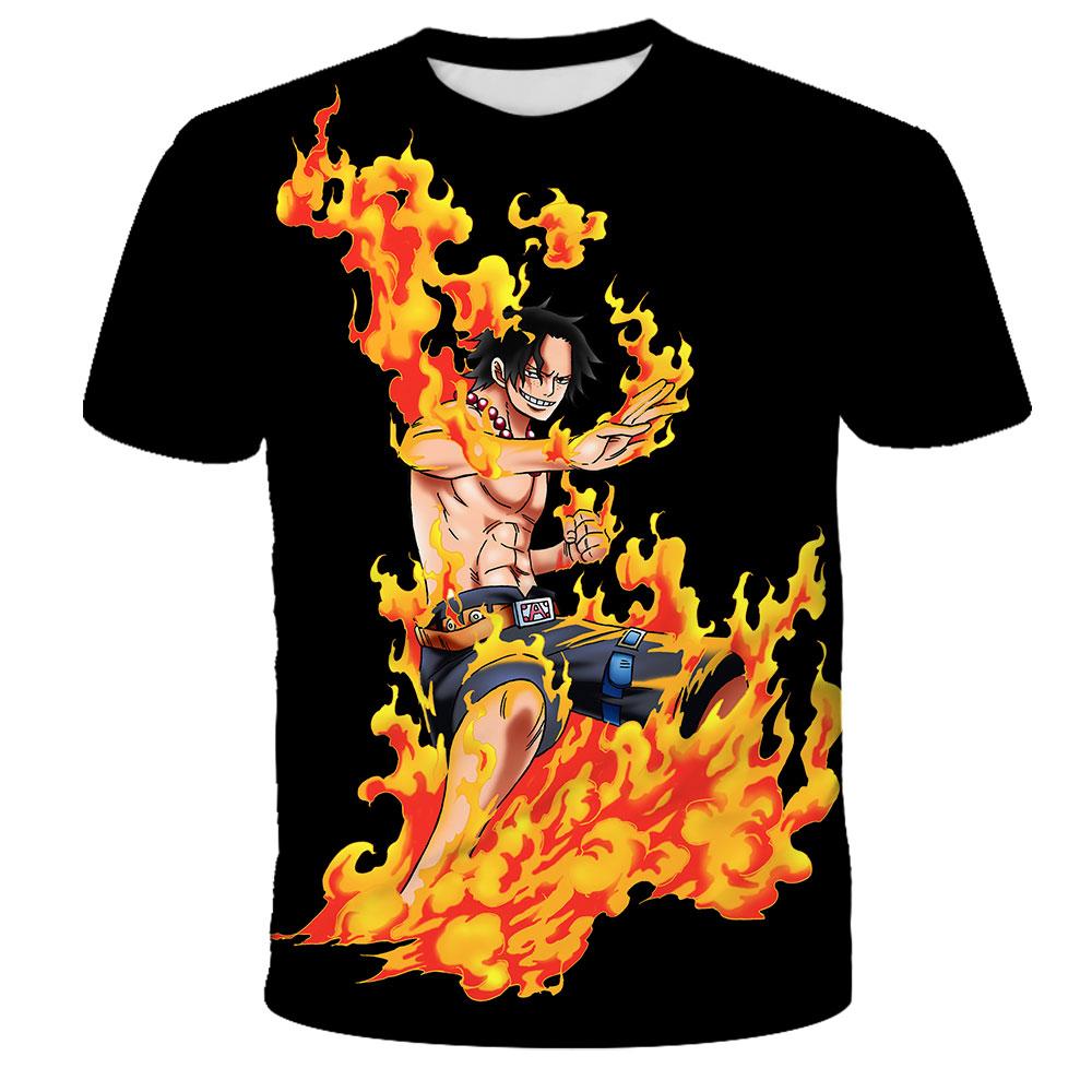 Children's Anime One Piece Luffy 3D Digital Printed Boys' Street Trendy Round Neck Short Sleeved T-shirt