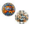 1Pc/2Pcs 2D Flat Aluminium Round Sign, Happy Fall Blue White Porcelain Pumpkin Sunflower Floral Metal Wall Art, Elegant Autumn Harvest Thanksgiving