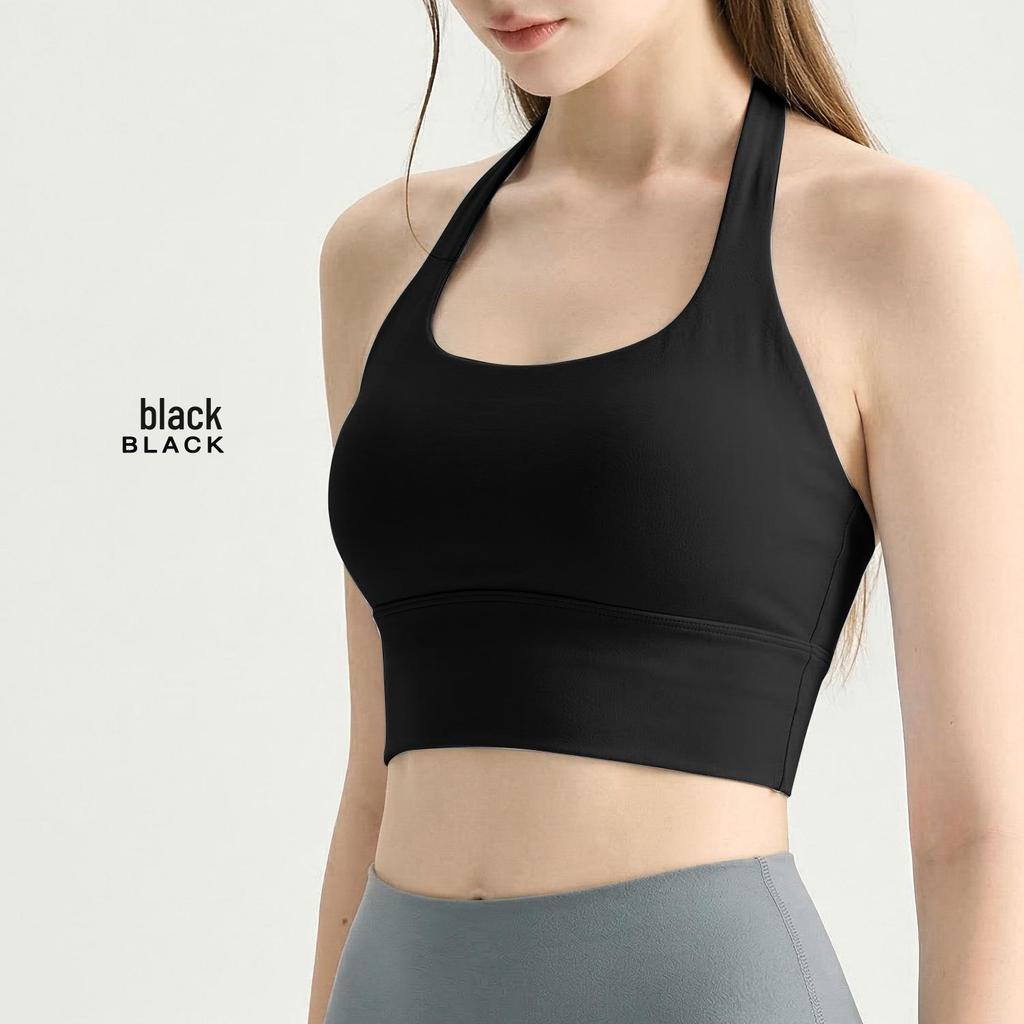 Women's Twisted Back Halter Yoga Tank With Built-in Bra Pads, Slimming Cropped Top for Pilates & Fitness