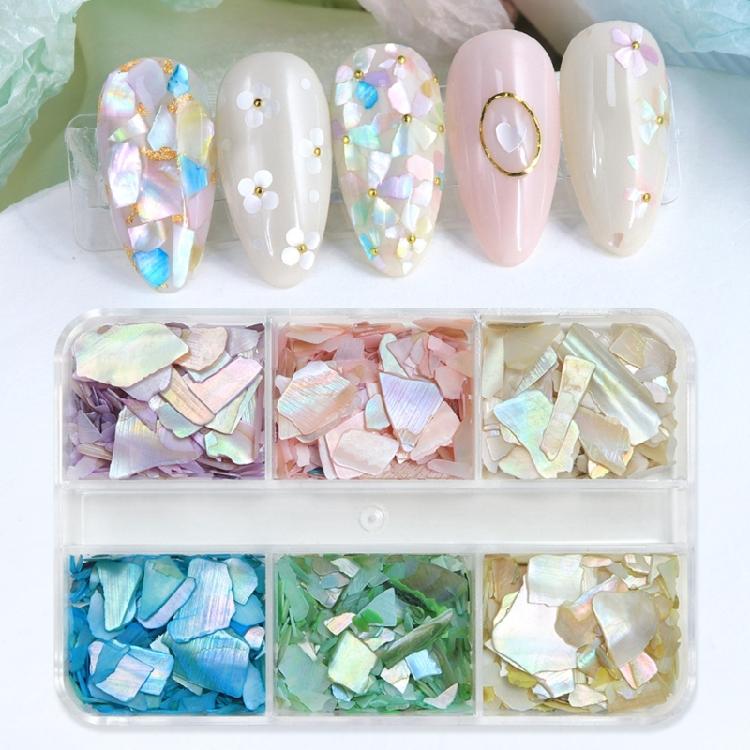 Natural Friendly Shell Nail Art Pieces 6 Color Options Waterproof Glitterings Texture Long Wear Manicure Accessories For Women Girls