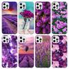 Purple Lavender Flowers Phone Case For iPhone 17 Air 11 13 Mini 14 15 Plus 16 12 Pro Max 16E SE 7 8 Pattern Soft TPU Back Cover