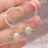 Women's 925 Silver Plated Moon Earrings with Cubic Zirconia and Sparkling Octagonal Star Pendant - Elegant Fashion Jewelry for W