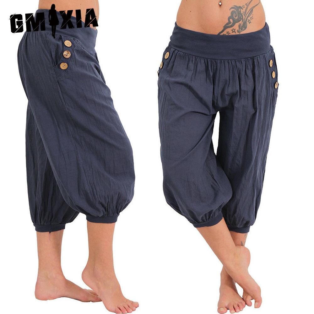 GMXIA Summer Women Cool Trousers Casual Loose Wide Leg Plus Size Pants Comfortable Leisure Pants