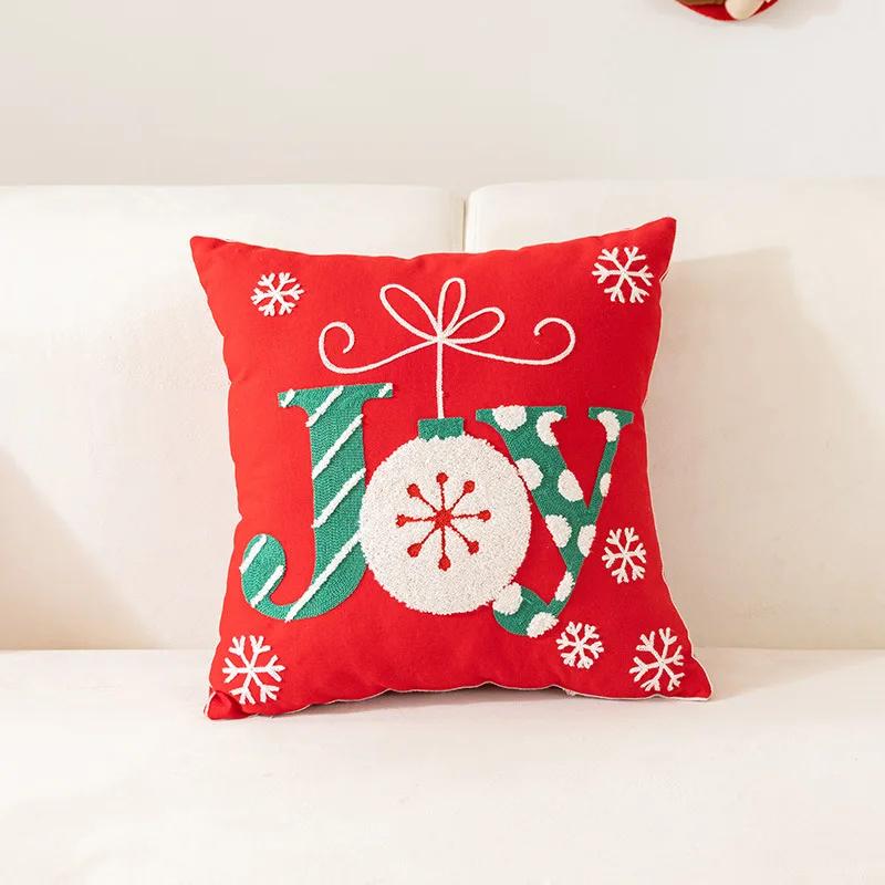 Towel Embroidery Christmas Pillowcase Home Living Room Sofa Cushion Pillowcase Home Christmas Decoration