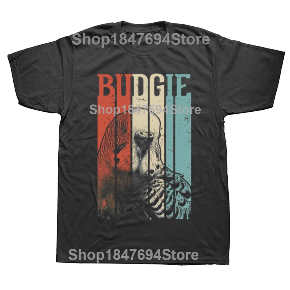 Funny Retro Vintage Budgie Classic Graphic T-shirts Men Women's Fashion Casual Tshirt 100% Cotton Loose Oversized Bird T Shirt