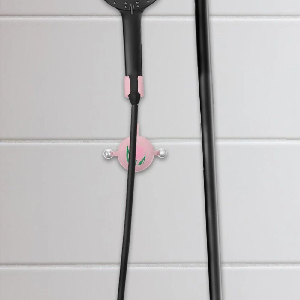Tulip Pattern Suction Cup Shower Head Bracket 360° Adjustable Wall Mounted Shower Base  Kitchen