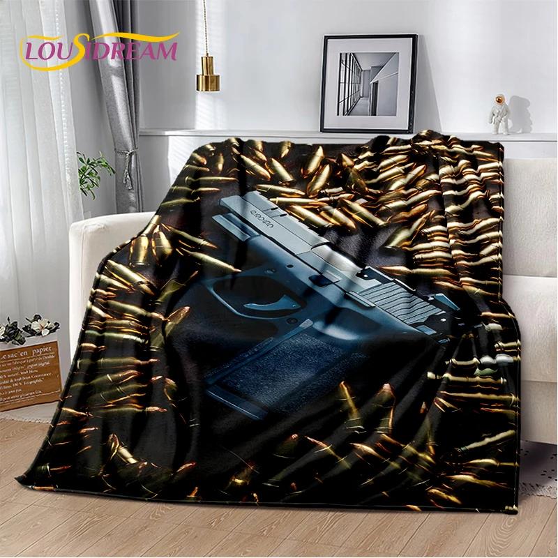 29 Style Retro Guns Pistol Ammunition Bullet Cartridge AK M4 Soft Flannel Blankets,Throw Blanket for Picnic Beds Sofa Bedroom