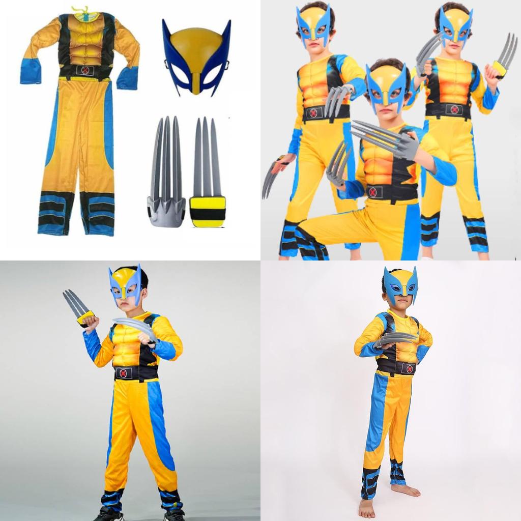 Bequemes Baumwoll-Wolverine-Kostüm Ganzkörperanzug für Halloween- und Kindertagsfeiern