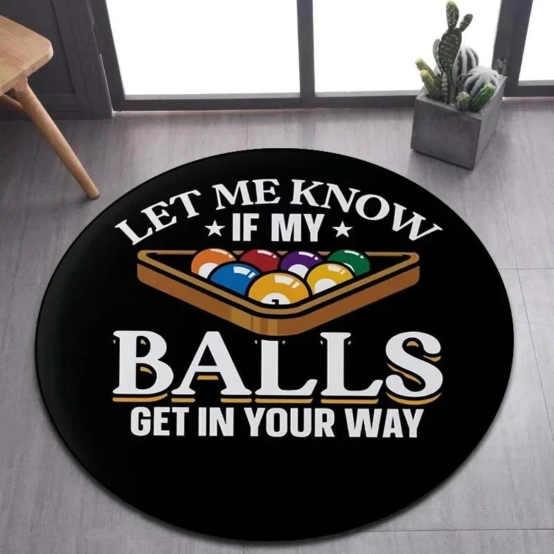 Billiard Clock Print Round Carpet Soft Area Rug for Bathroom Bedroom Living Room Doormat Gaming Chair Decor Non-Slip Floor Mat