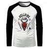T-shirt a maniche lunghe Stranger Things Edizione Fire Club Nera Girocollo Pullover per Uomini Donne Adolescenti