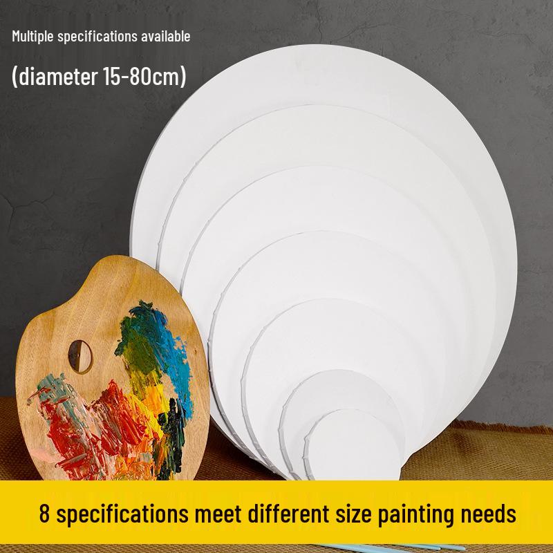 Round Wooden Oil Painting Frame with Hand-Painted Canvas for Beginners