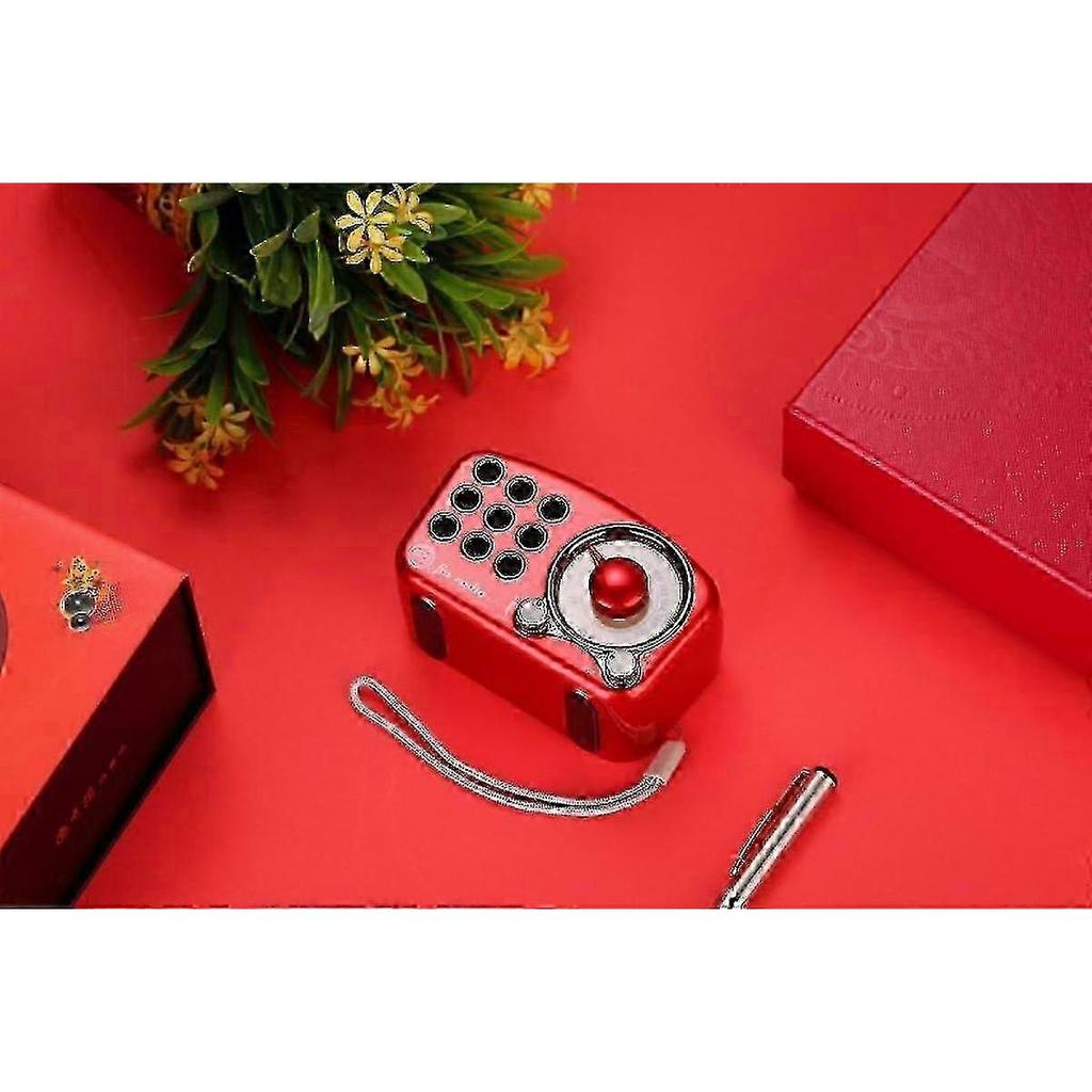 Veeki Vintage Retro UKW-Radio Bluetooth-Lautsprecher mit verbessertem Bass, lauter Sound, klassisches altmodisches Design in roter Farbe für den Heim- und Bürogebrauch