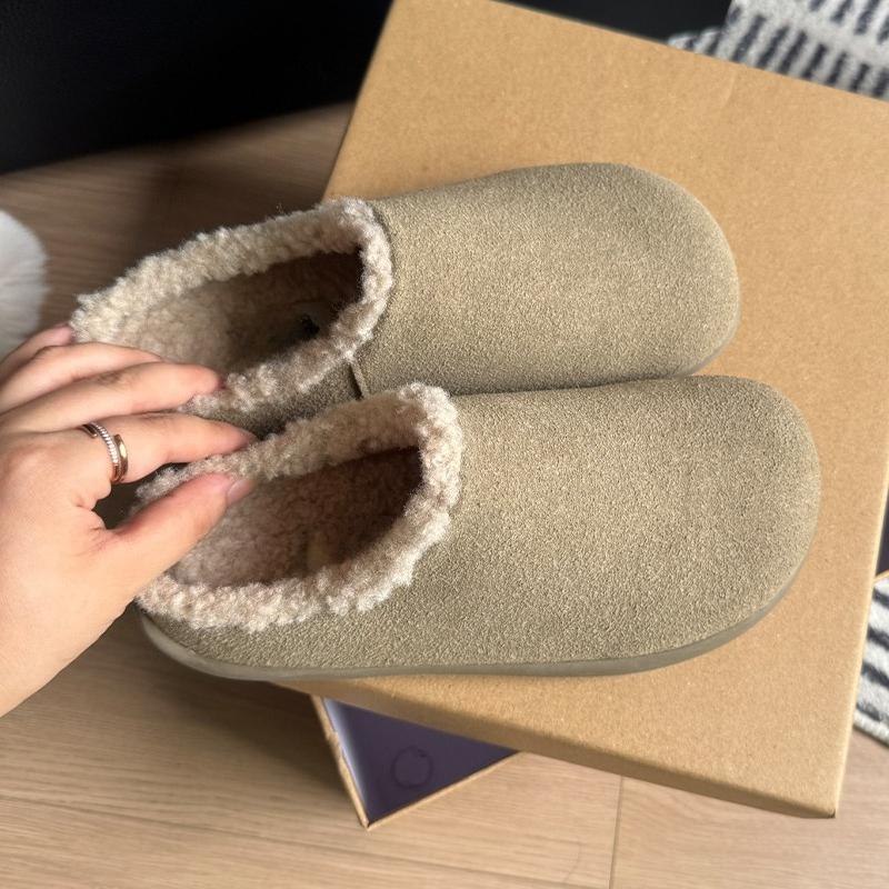 

Балетки Женские Хлопковые Тапочки Меховые Слингбэки Теплая Обувь Зимние Короткие Плюшевые Женские Ботинки 2025 Новые Замшевые Платье Mujer Zapatos 40 хаки
