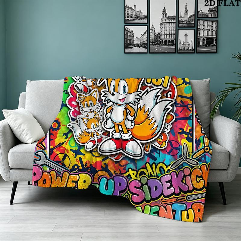 Tails Printed Flannel Blanket, soft throw for bedroom sofa, washable, Christmas present, great gift.