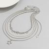 Simple Star Pendant Snake Bone Chain Necklace, Stacked Geometric Metal Chain Necklace