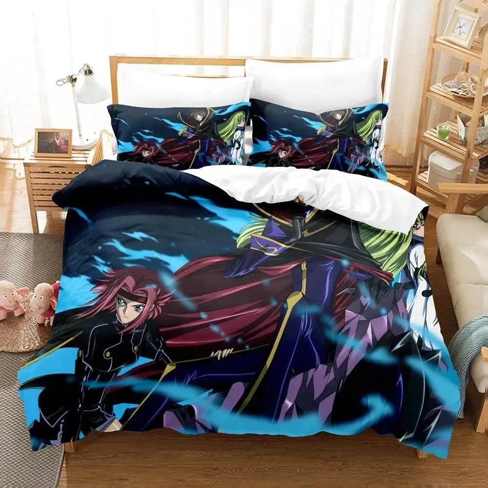 Anime CODE GEASS Lelouch Bettwäsche-Set Bettbezug Bett-Set Steppdeckenbezug Kissenbezug Steppdecke King Queen Size Jungen Erwachsene Bettwäsche-Set