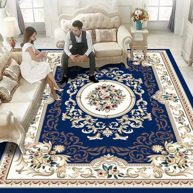 European Style Home Decoration Luxury Carpet for Living Room Floral Pattern Sofa Table Mat Antiskid Home Entrance Rug Easy Clean