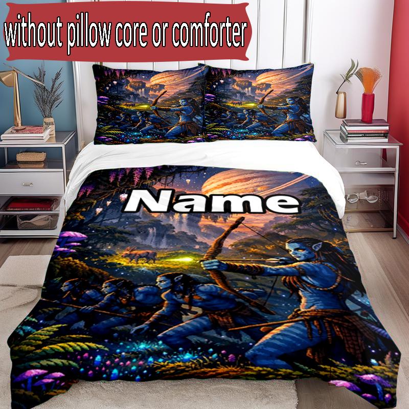3pcs Duvet Cover Set (1*Duvet Cover + 2*Pillowcase, Without Core), Custom Name Avatar Pattern Bedding Set, Home Bedroom Decor Gift