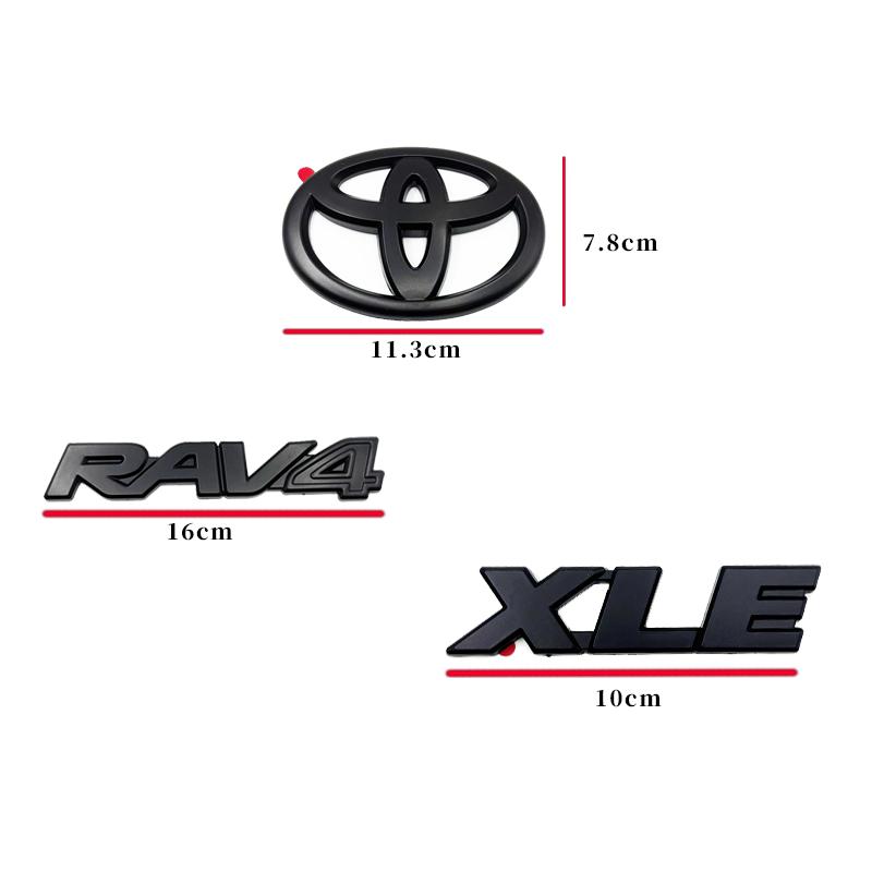 vdcp6 Juego de 4 Emblemas con Logotipo en Negro Mate ABS OVERLAY para TOYOTA RAV4 XLE XLE LIMITED 2019-2024, Adhesivo para Maletero, A