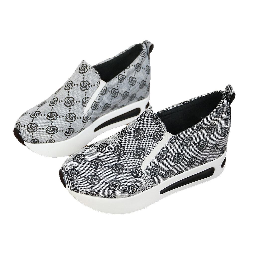 New spring and autumn single shoes lace mesh casual height increase muffin
