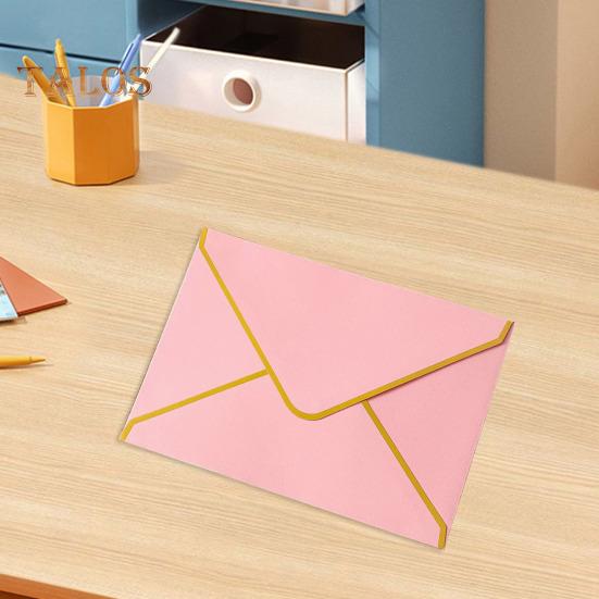 10Pcs Hot Stamping Envelope Golden Border Blanks V-Flap Design Envelope Greeting Cards Invitations Notes Envelopes