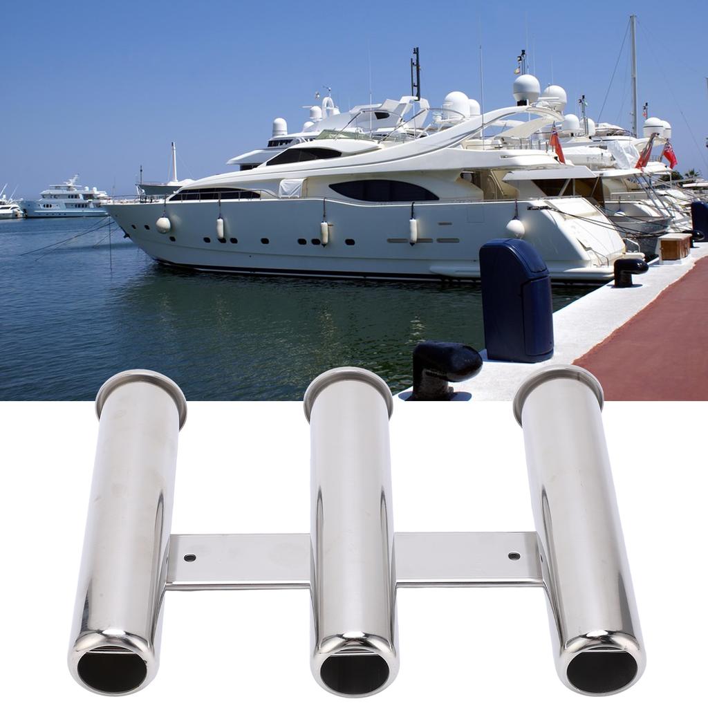 3 Tube Boat Fishing Rod Holder 304 Stainless Steel Fishing Rod Rack for Marine Yacht Ships