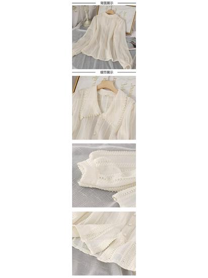 2025 Autumn Trendy White Peter Pan Collar Fairy Blouse for Women