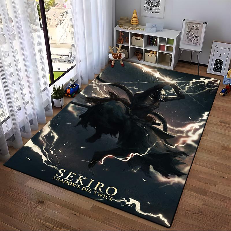 "Samurai zu Pferd Teppich - Sekiro Shadows Die Twice Blitz-Print" Geeignet für die Verwendung als rutschfeste Unterlage für Wohnzimmer, Schlafzimmer, Sofas