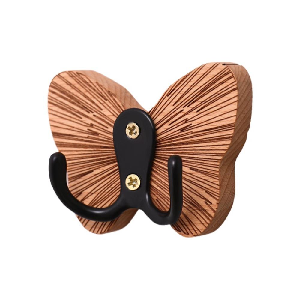 Butterfly Design Self-adhesive Coat Hanger Double Hook Hanging Key Holder Home Decoration