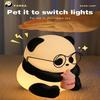 Panda Led Night Light With Glasses And Bottle Soft Silicone Animal Lamp, Rechargeable And Portable, Ideal For Nursery, Bedside, And Baby Rooms, Gift
